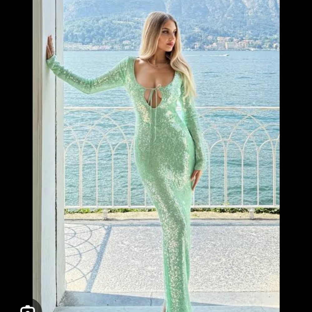 House Of Cb Titania Seafoam Maxi Sequin Dress